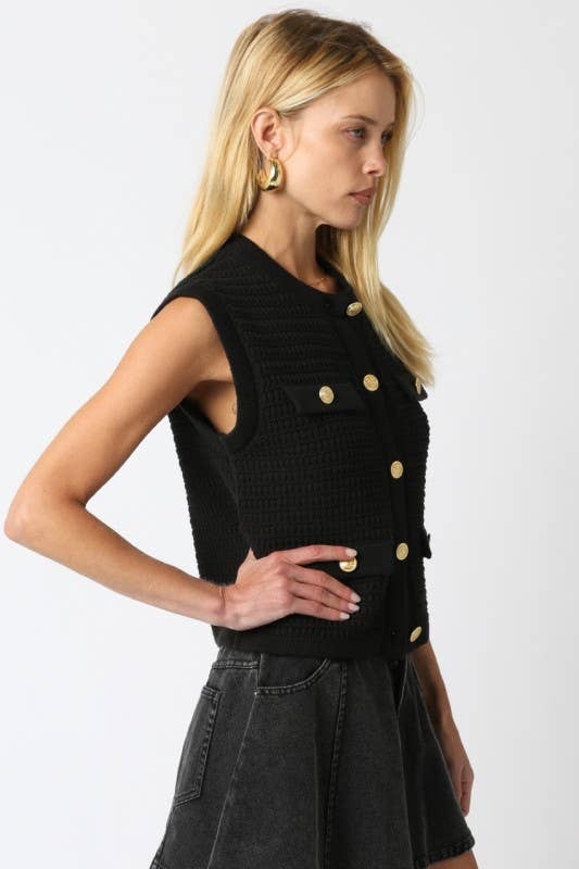 Olivaceous - Wholesale Knit Top - Women's - Selena Button Knit Top1