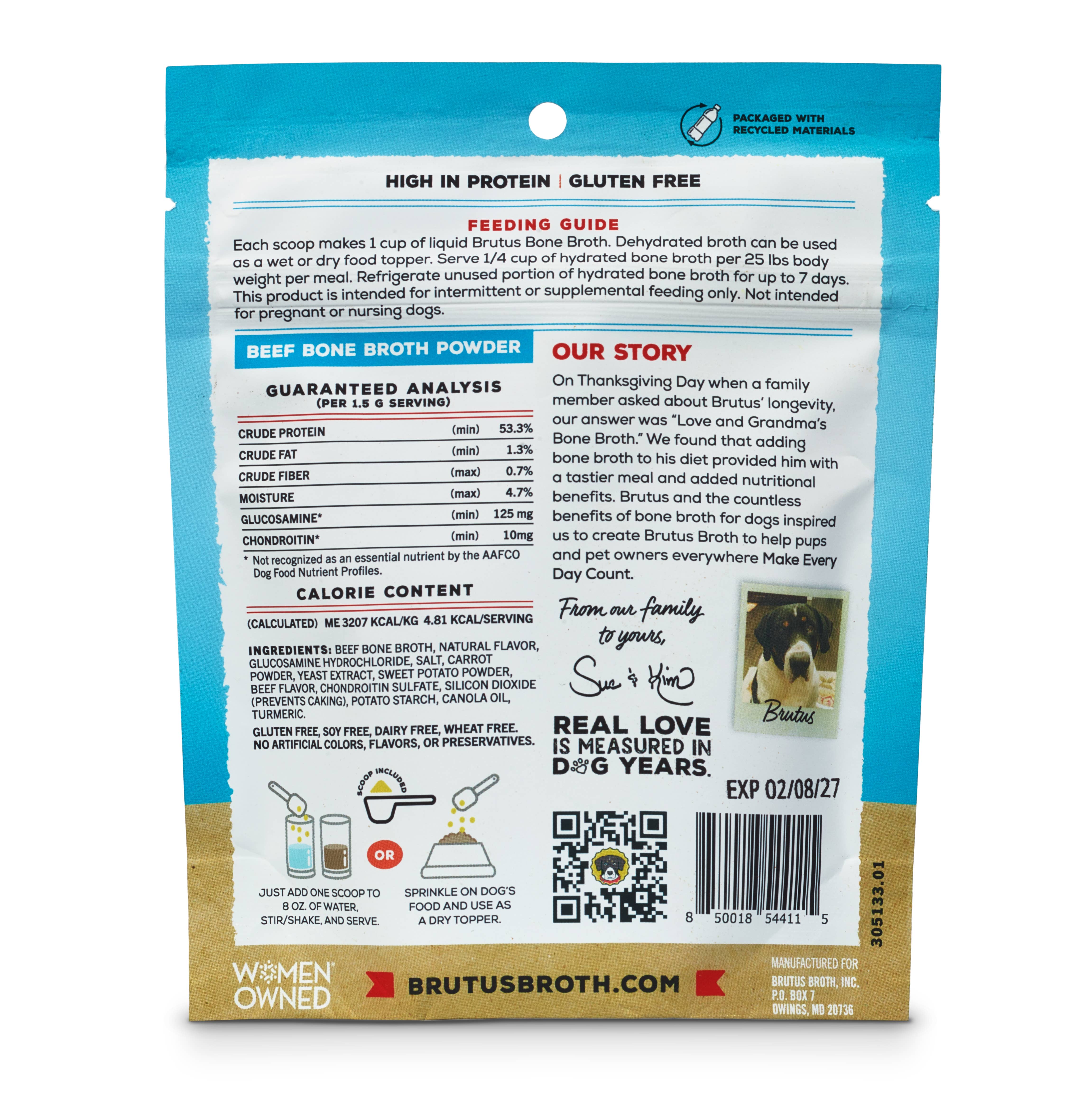 Brutus Broth - Wholesale Pet Food - Dog - Brutus Broth Powdered Hip & Joint Beef Bone Broth - 3.5oz1