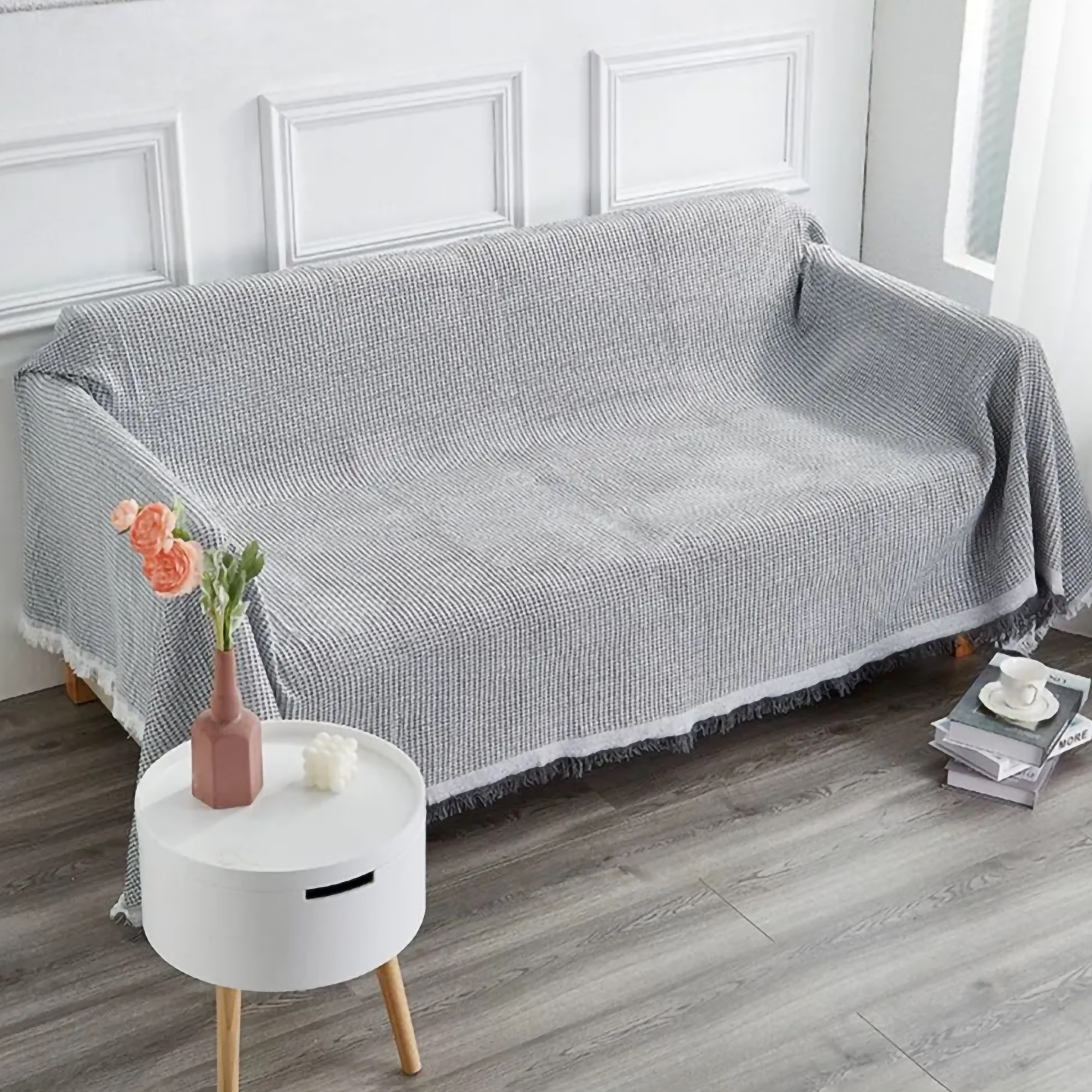 Q VITA - Wholesale Chair/Sofa Slipcover - Cotton Woven Sofa Slipcover - Grey2