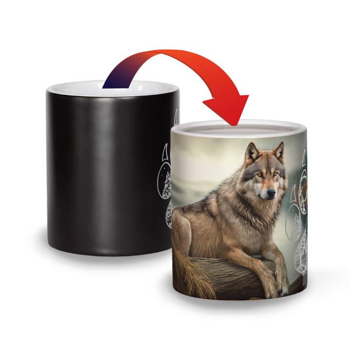 Tasse Magique Changeant de Couleur Loup - Réactive à la Chaleur pour la vente par Mug Experience