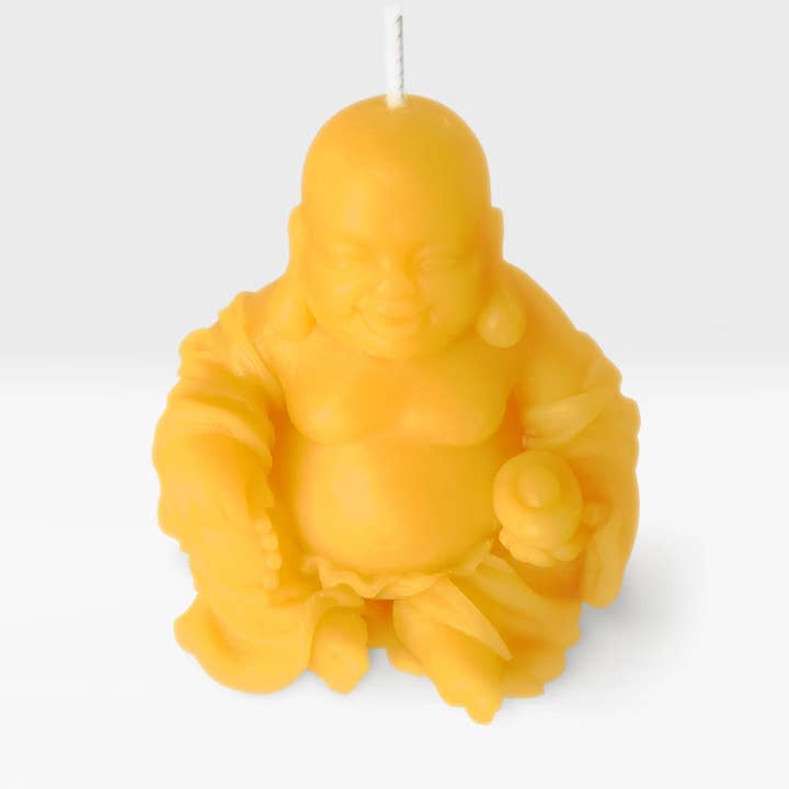 Bougie fantaisie Smiling Buddha, 4 oz pour la vente par Gammys Beezwax Candles