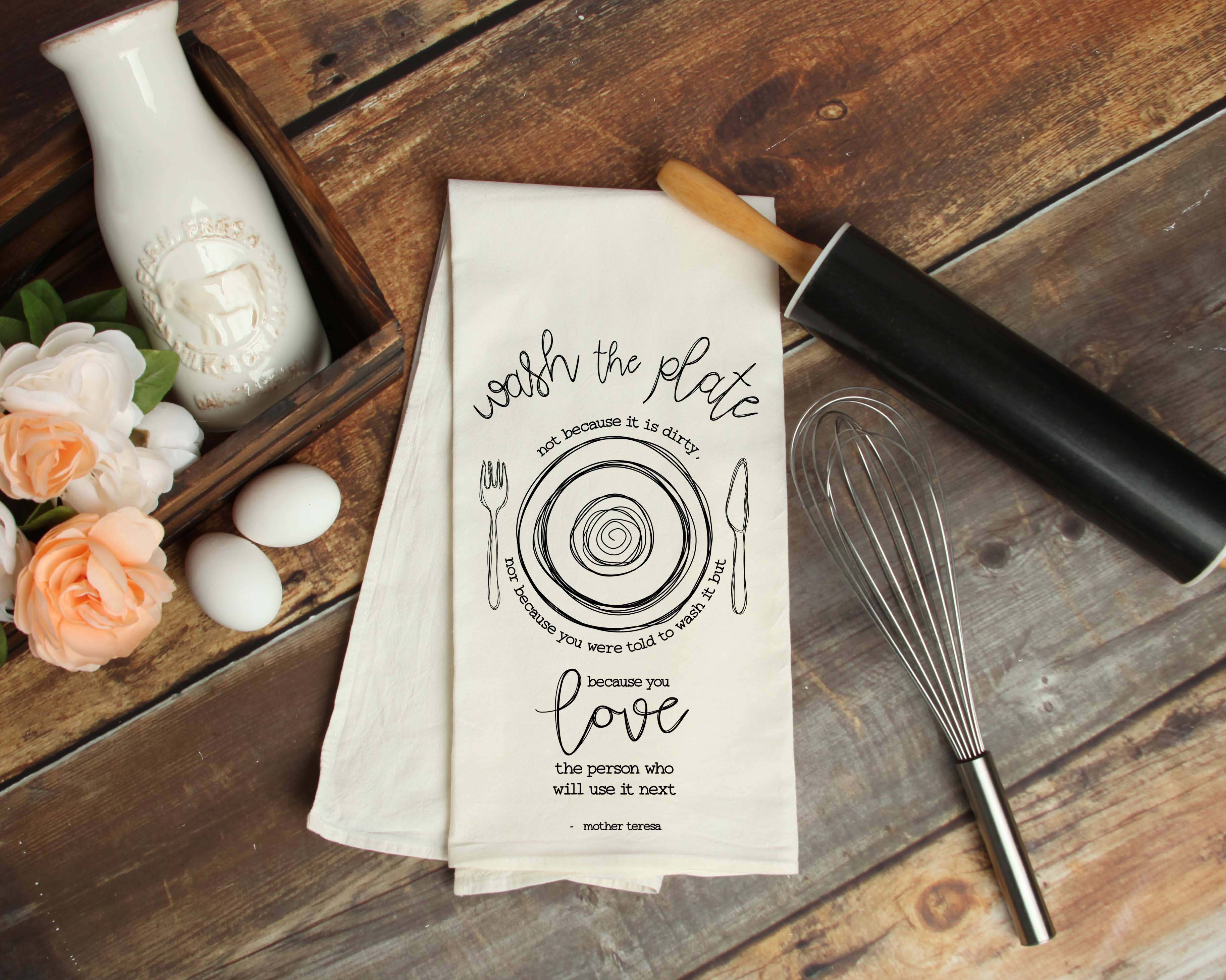 Firefly Wishes - Wholesale Tea Towel - Wash the Plate - Mother Teresa Quote- Catholic Kitchen Towel3