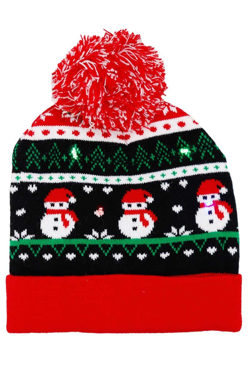 ASSORTED Big Kids Christmas Led Light-up Single Pom Beanie for wholesale on Faire5