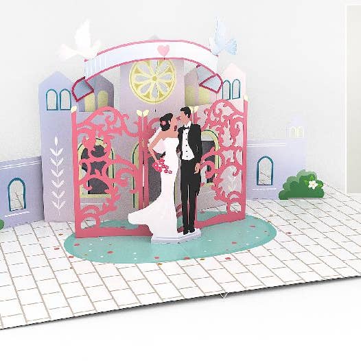 DIA DE CASAMENTO Pop Up Cartão Pop Up por atacado de Origamo