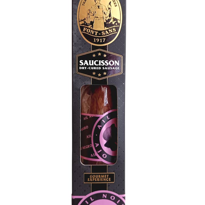 LuxFood-Shop - Venta al por mayor Salchichas - Salchicha campesina gourmet con ajo negro - Font-Sans