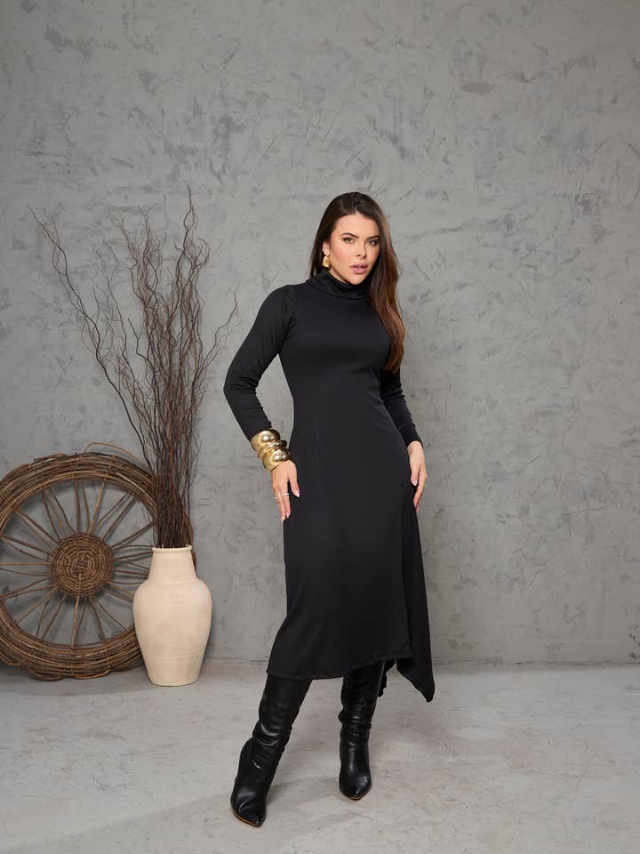 MARA - Wholesale Dress - Women's - CACHARREL NECKLINE DRESS WITH NESGAS