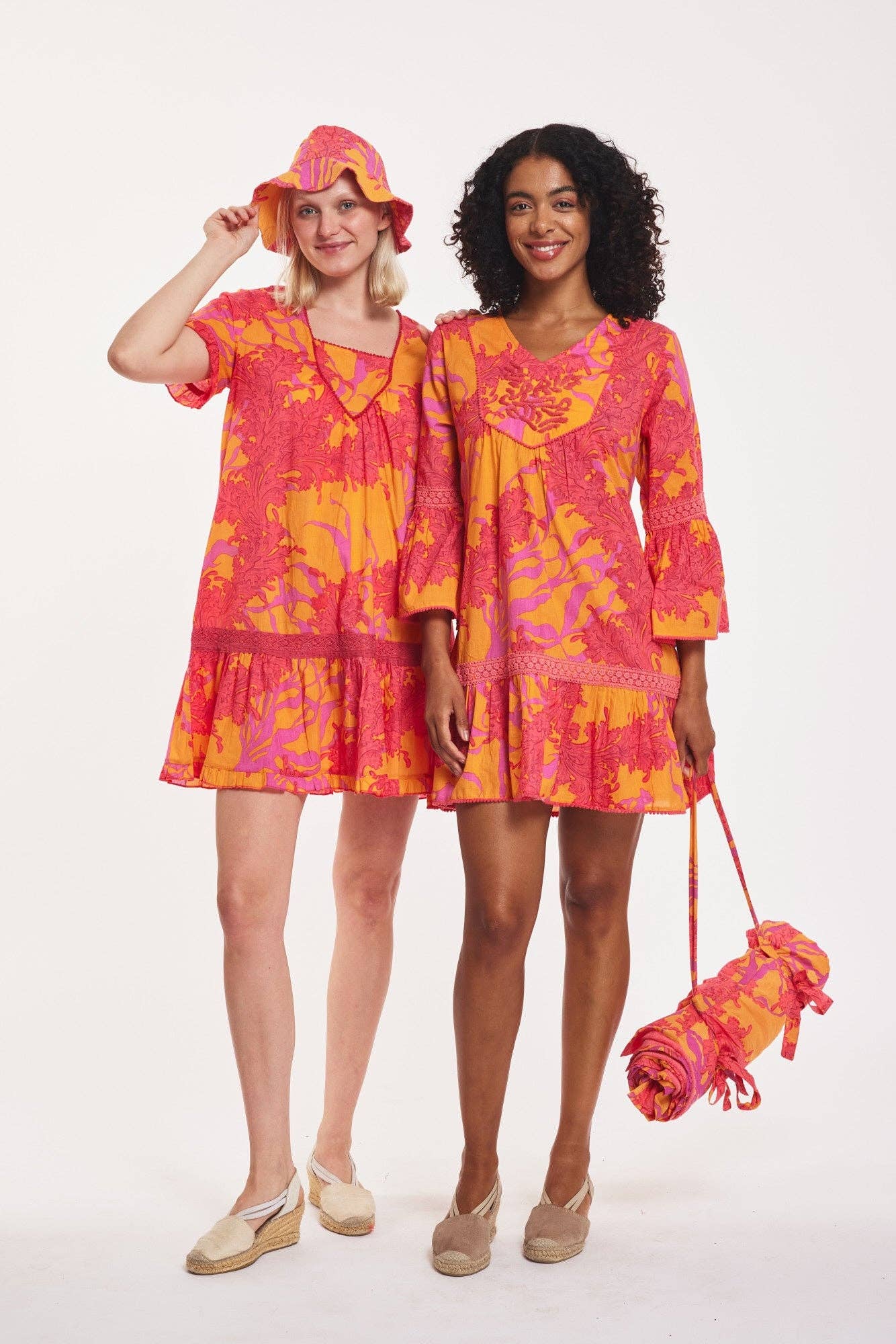 ModaPosa - Wholesale Dress - Women's - Ilaria Dress Big Coral Orange Fuchsia Spring Summer4