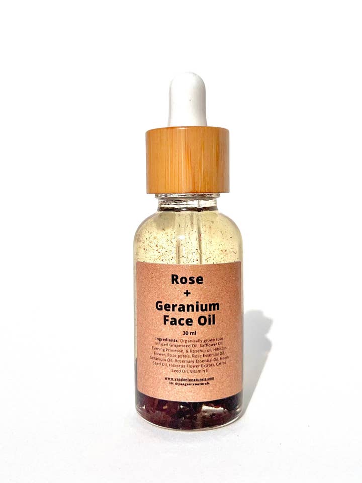 Rose & Geranium gezichtsolie voor wholesale door Yaaganix Naturals