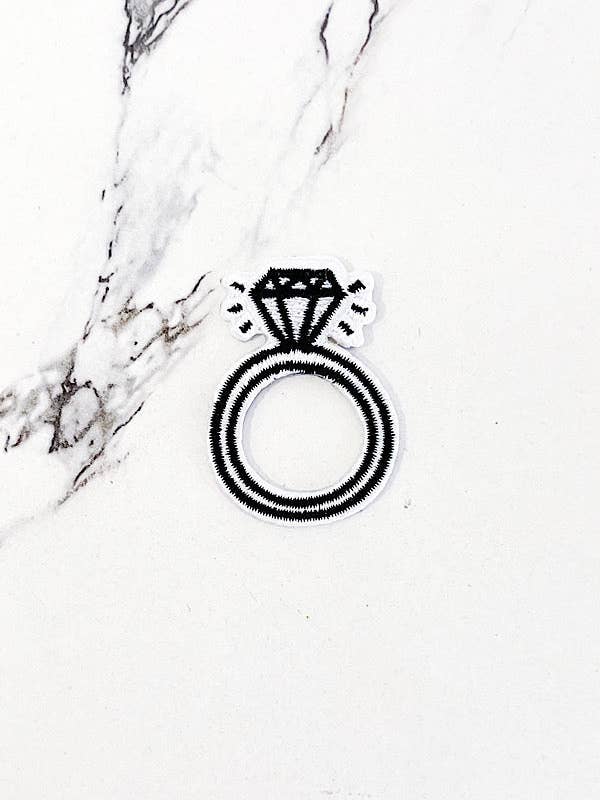 Black White Diamond Ring Embroidered Patch for wholesale by Nash Grey