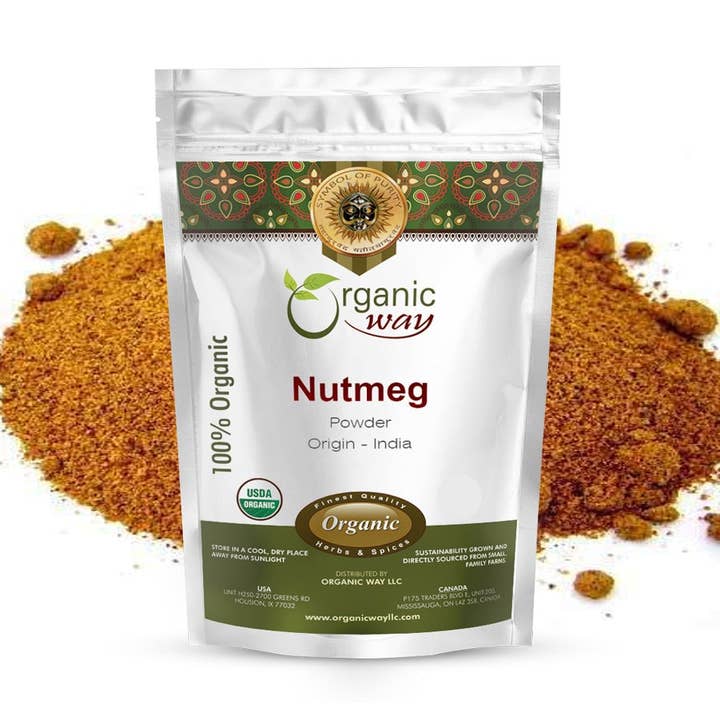 Premium Ground Nutmeg Powder (Myristica fragrans) - Healthy Digestion | Kosher Certified | Non GMO & Gluten Free | USDA Certified | Origin - India for wholesale by Organic Way LLC