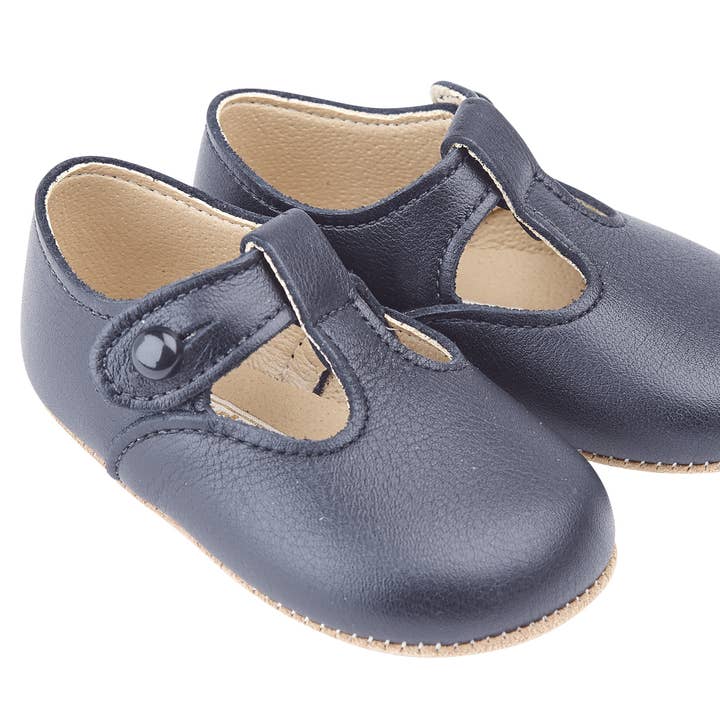 Alex leather soft sole pre-walker button fastening for wholesale by Early Days & Baypods