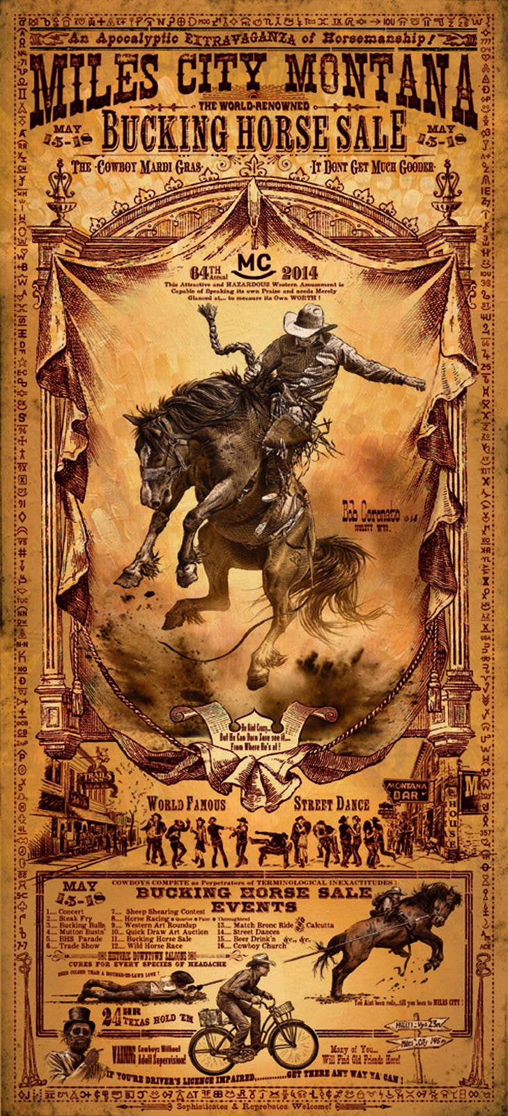 Bob Coronato: Rodeo Posters - Original Art - Home Décor - Wholesale Poster - Series Sample 6-pk - Rodeo posters - Unsigned4