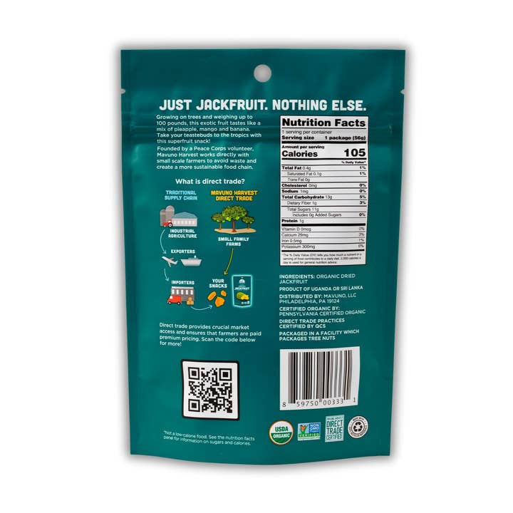Mavuno Harvest Organics - Wholesale Dried/Dehydrated Fruit - Organic Dried Jackfruit, 6-pack case
