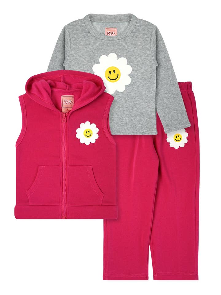 Chase USA International - Wholesale Top & Pant Set - Kids - Girls' 3PC Fleece Set #T052