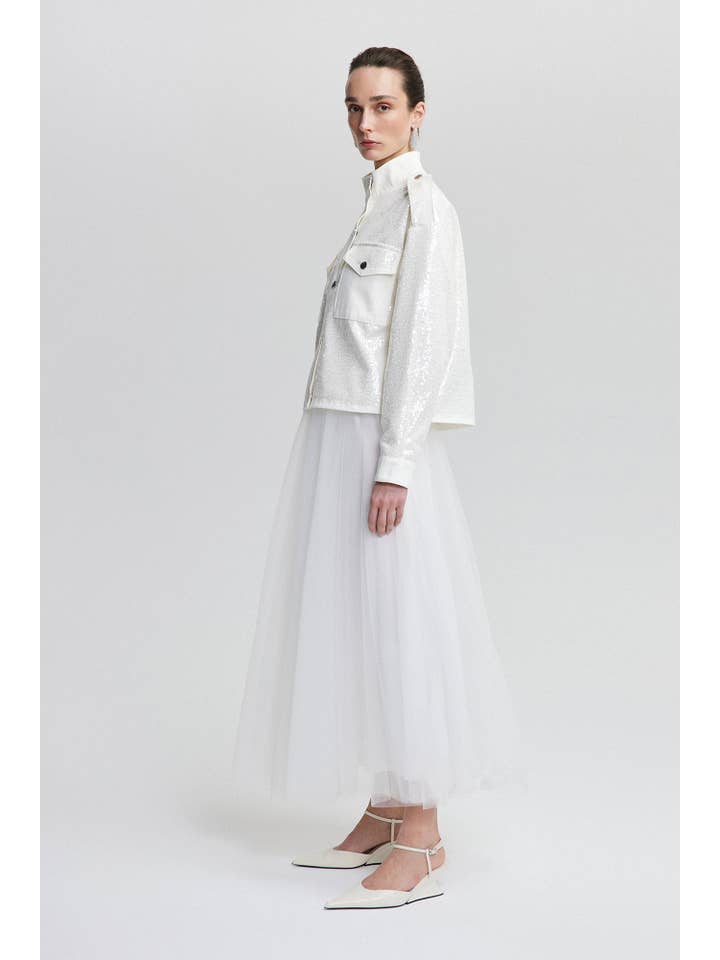 Ecru SEQUNIED CROP JACKET for wholesale on Faire3