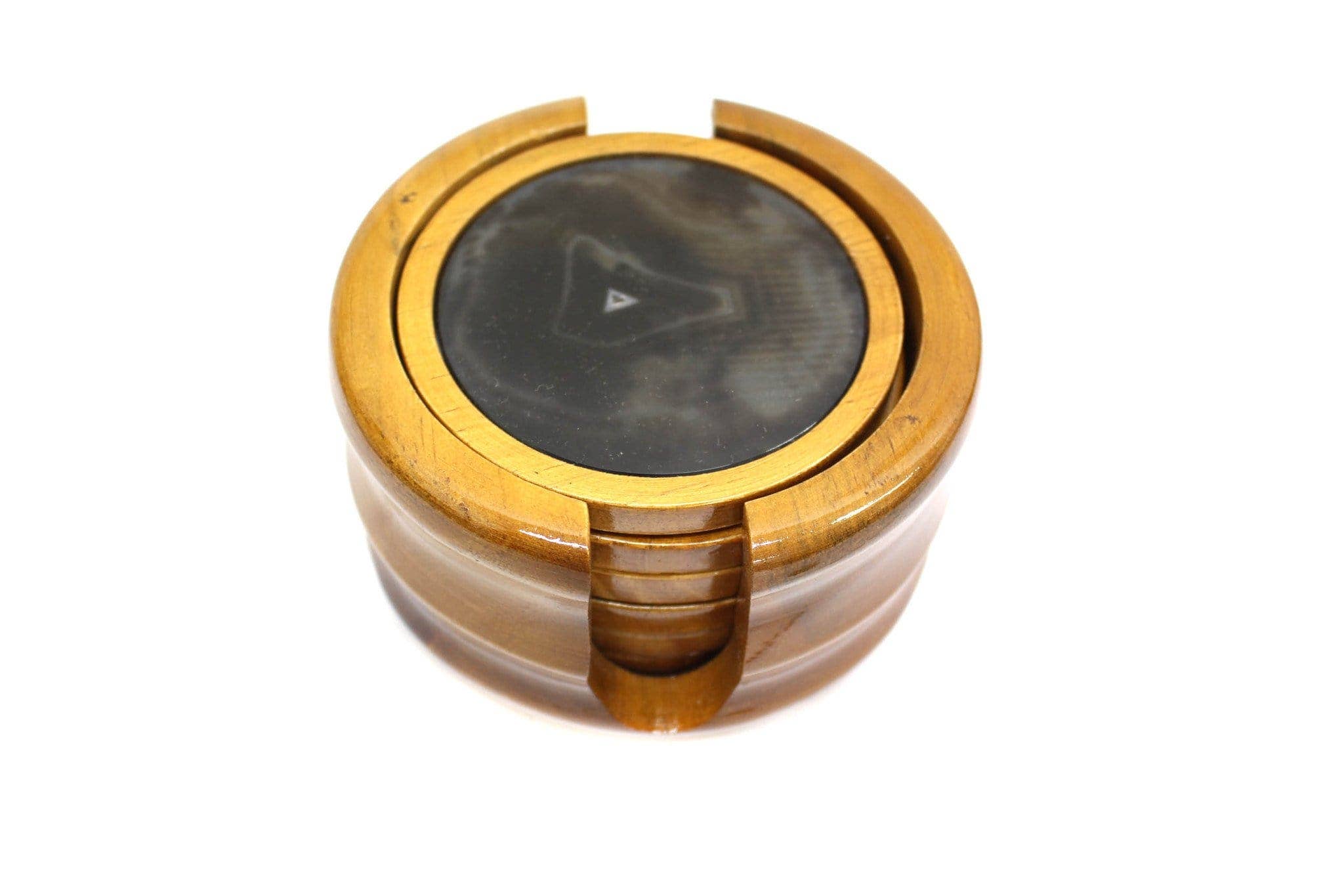 Rock Paradise - Wholesale Coasters - Crystal Agate Coasters in Wood Set5