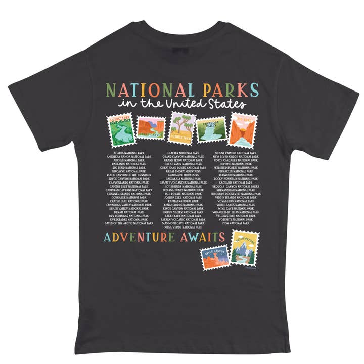 Pippi Post - Wholesale Screen Printed T-Shirt - Women's - I Love National Parks - Pippi Tee - Dark Gray