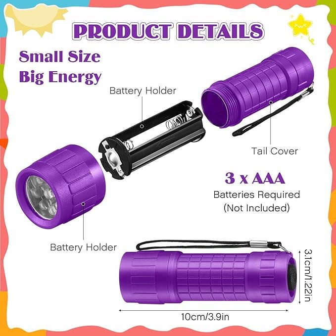Crover - Wholesale Flashlight - Compact LED Handheld Flashlight– 4in 9-LED Purple Torch1