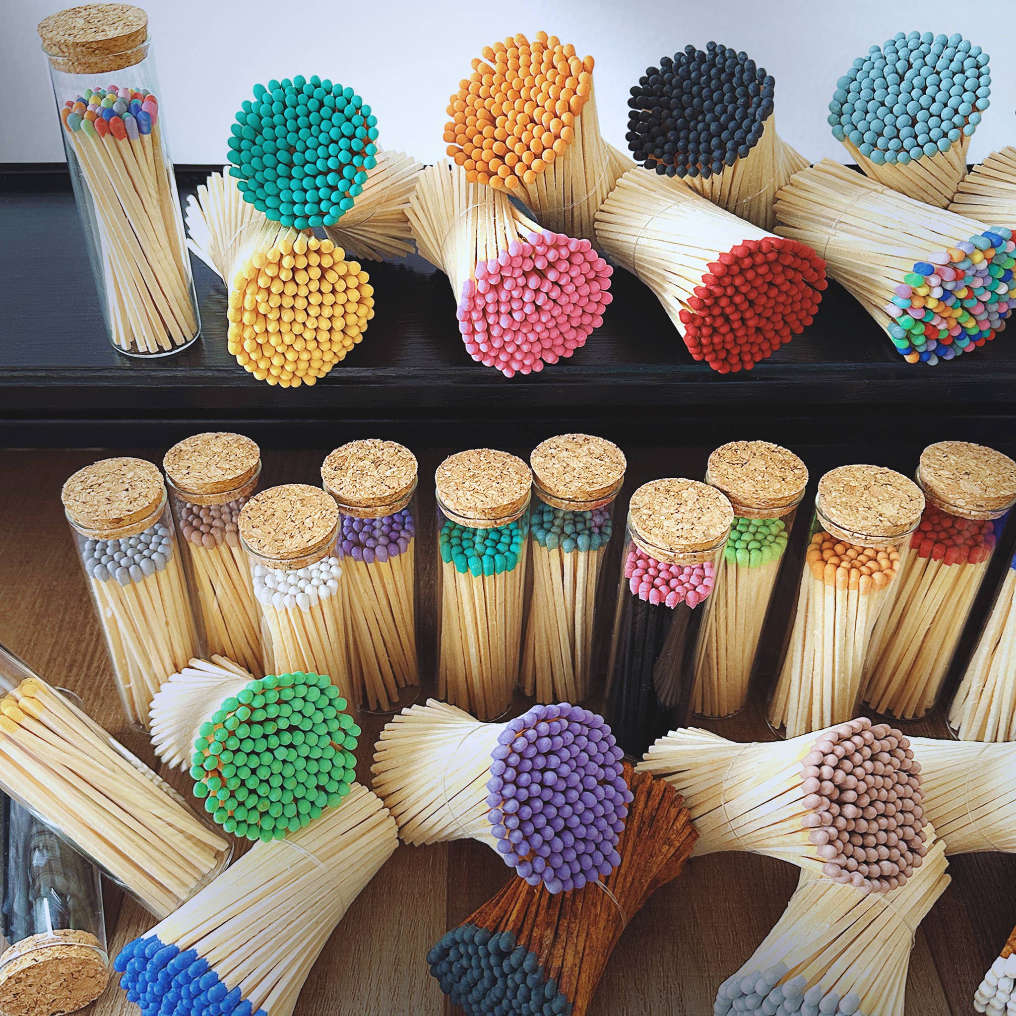 Thankful Greetings - Wholesale Matches - 4" Matches in Chic Cork Top Jar - Colors of Your Choice10