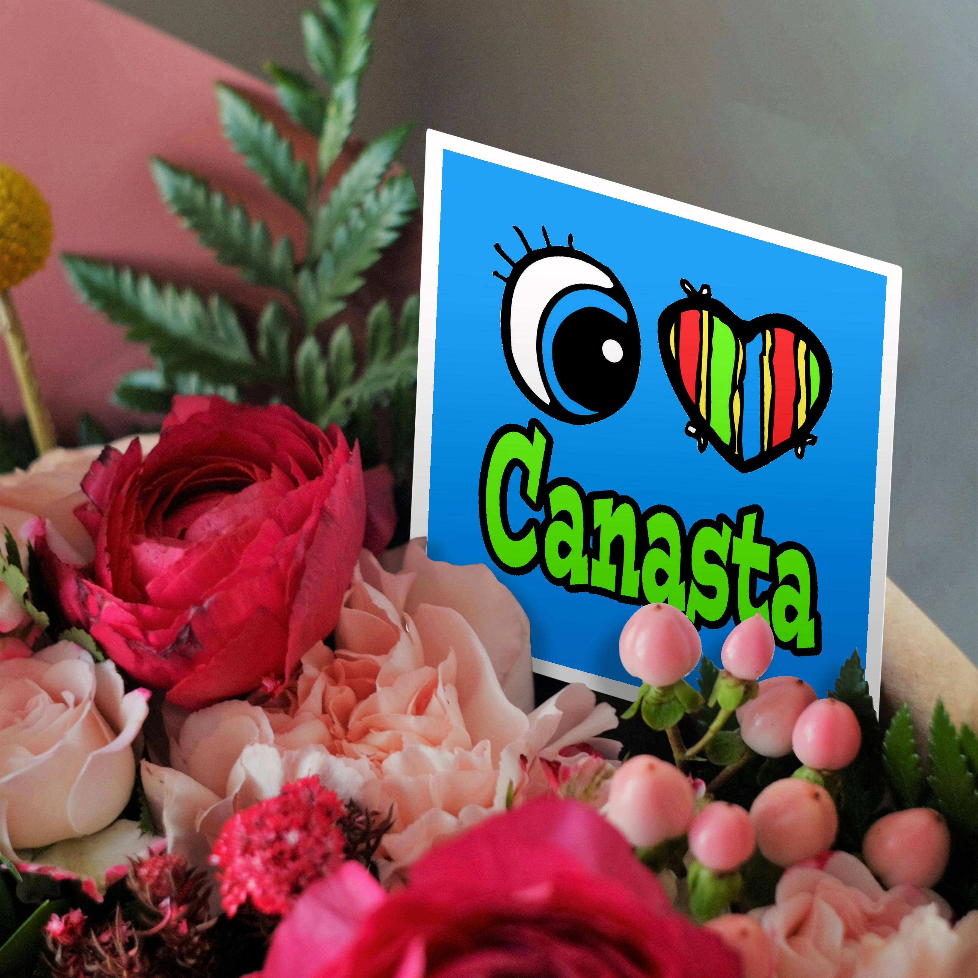3dRose - Wholesale Everyday Greeting Card - 3dRose, Bright Eye Heart I Love Canasta, Greeting Card2