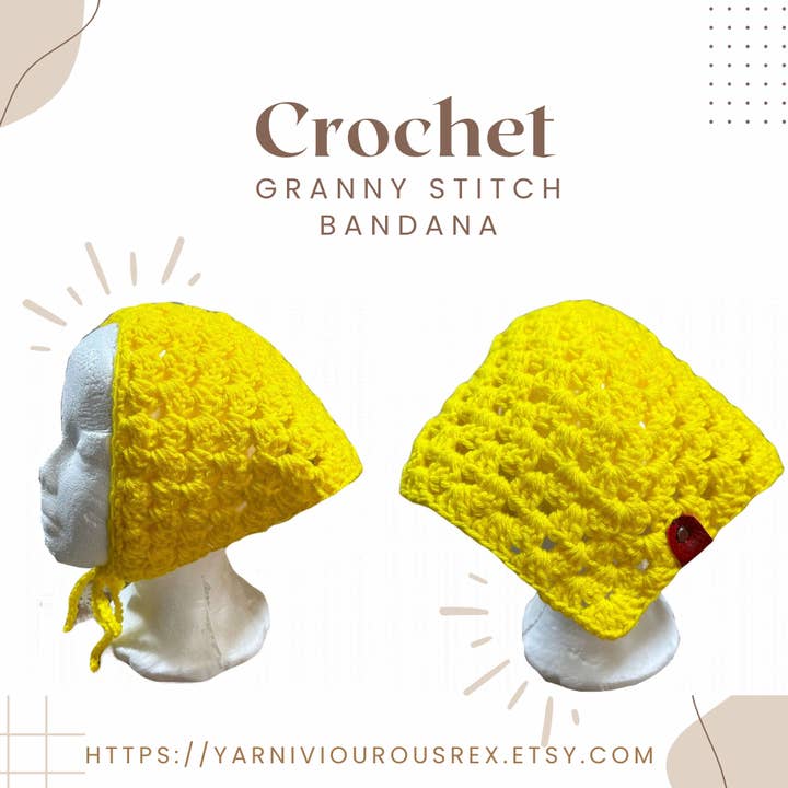 Gul Granny Stitch Bandana för wholesale av Yarniviourous Rex