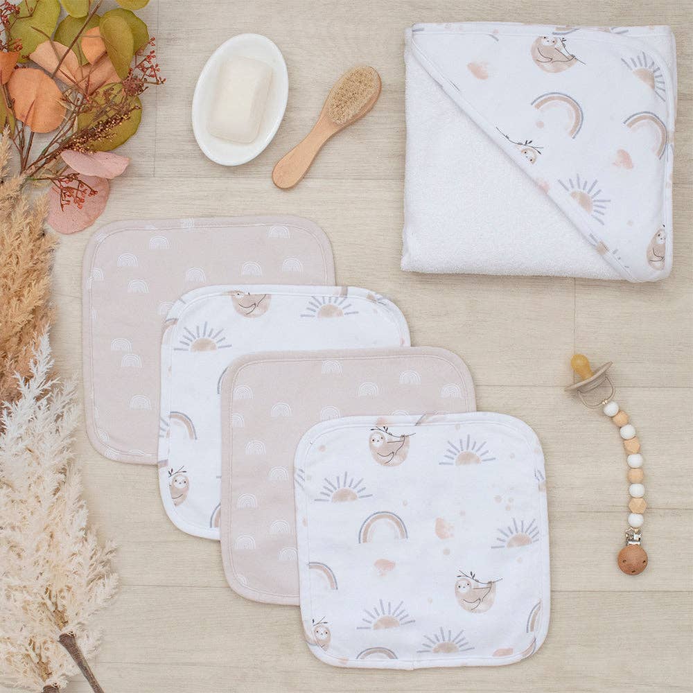 Living Textiles – wholesale Bath & body set – Baby – 5pc Bath Gift Set - Rainbow Sloth2