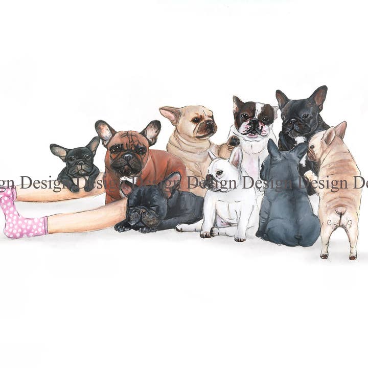 Hannah Farrs - Wholesale Art Print - French Bulldog funny anti- depressant print humour Frenchie4