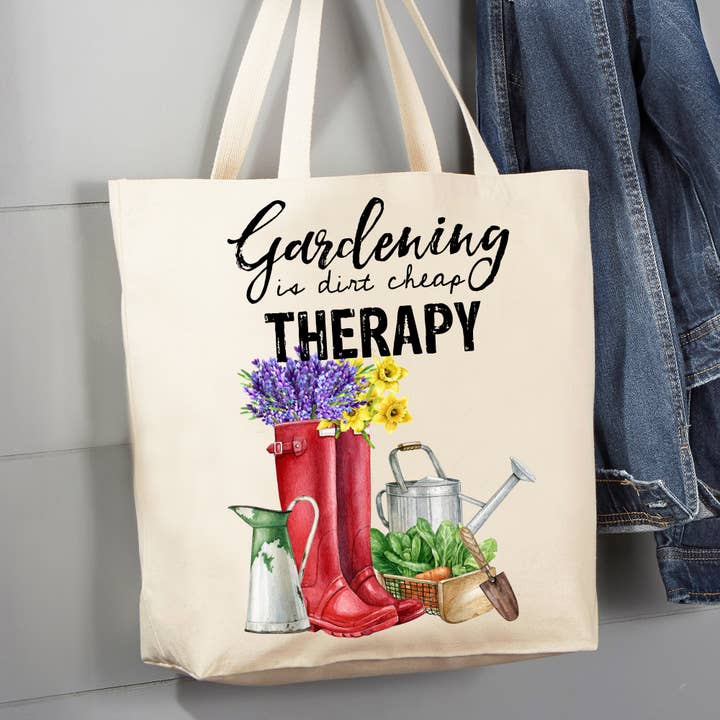 Avery Lane Gifts – Sacola - Mulher por atacado – Jardinagem é terra barata Terapia 12 oz Canvas Tote Bag