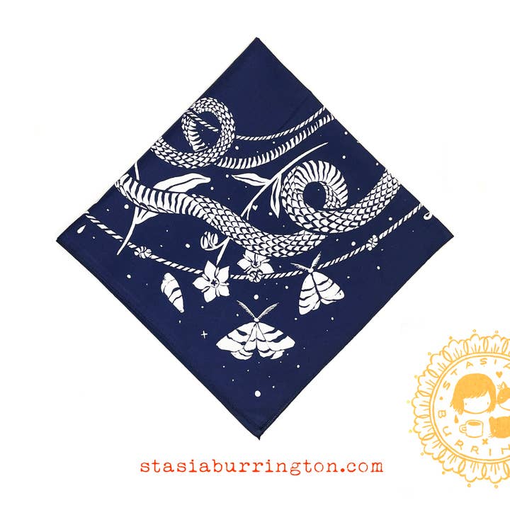 Stasia Burrington Illustration - Wholesale Bandana - Unisex - Bandana - Snakes & Stars Cloth - Cotton Handkerchief1