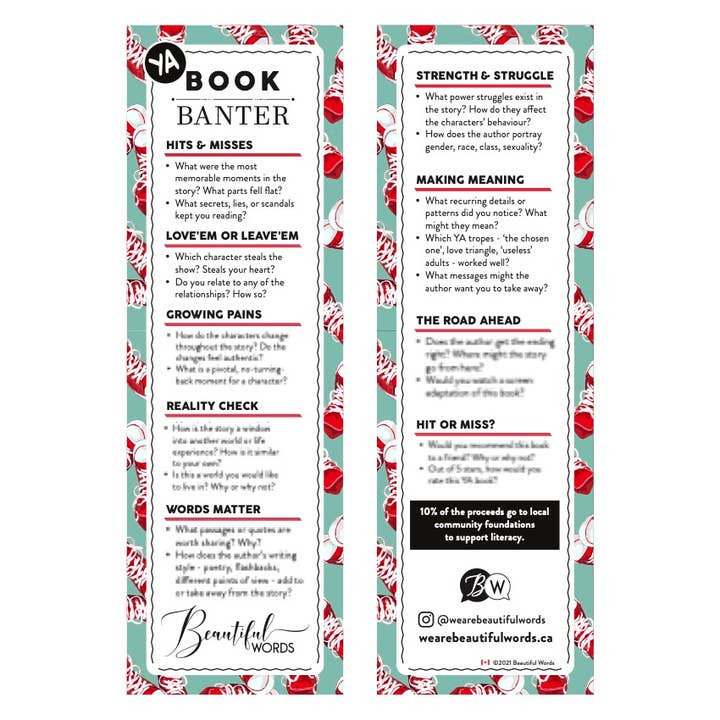 Beautiful Words - Wholesale Bookmark - YA Book Banter Bookmark4