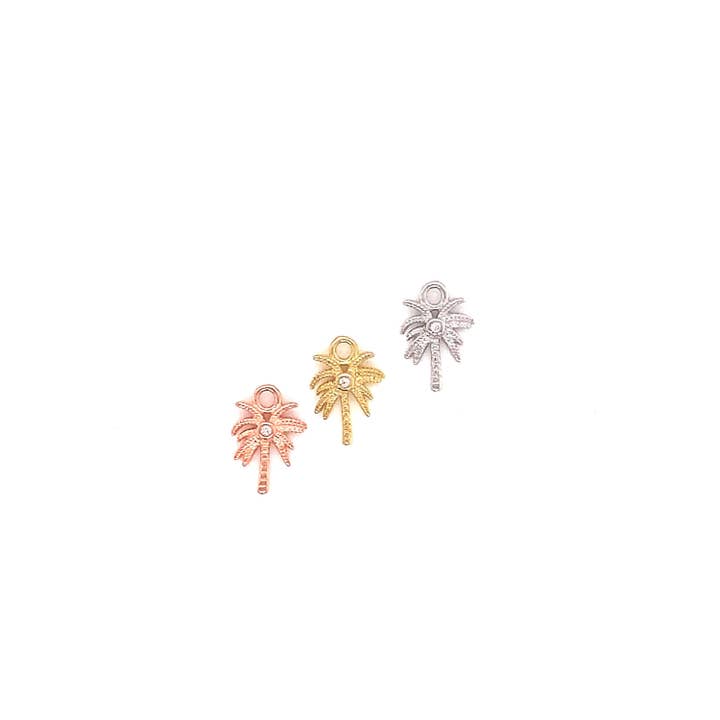 Mini Palm Tree Charm, Sterling Silver Palm Tree Charm, Tropical Charm, Wholesale Charms, Beach Charms, Bulk Charms For Jewelry Making, CZ Charm for wholesale by The Bead Bazaar