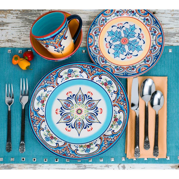 Euro Ceramica | ClayBarnHome - Wholesale Dinnerware Set - Zanzibar 16 Piece Stoneware Dinnerware Set, Service for 4