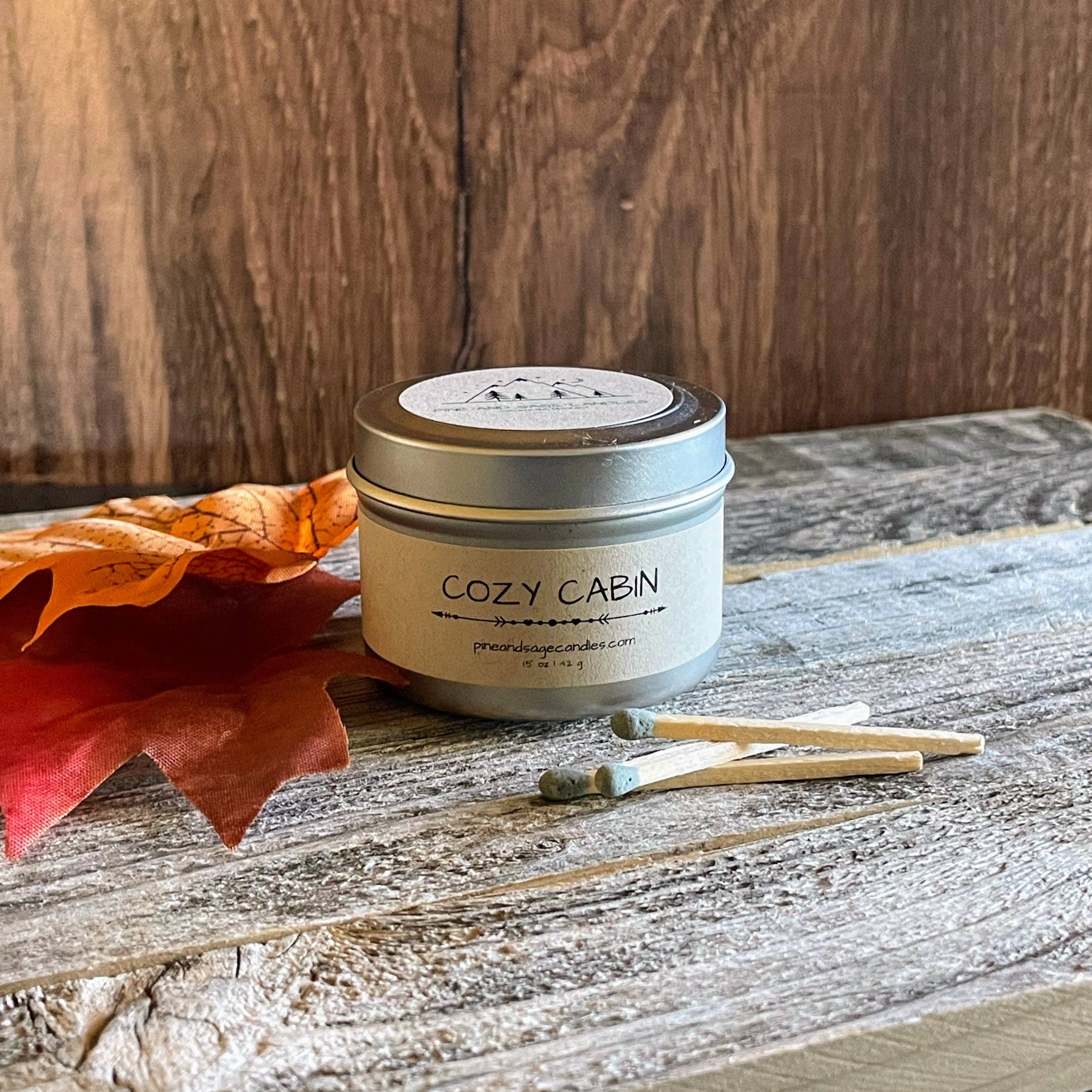Pine and Sage Candles - Wholesale Travel Candles - Cozy Cabin - 6 oz Black Matte Candle Tin5