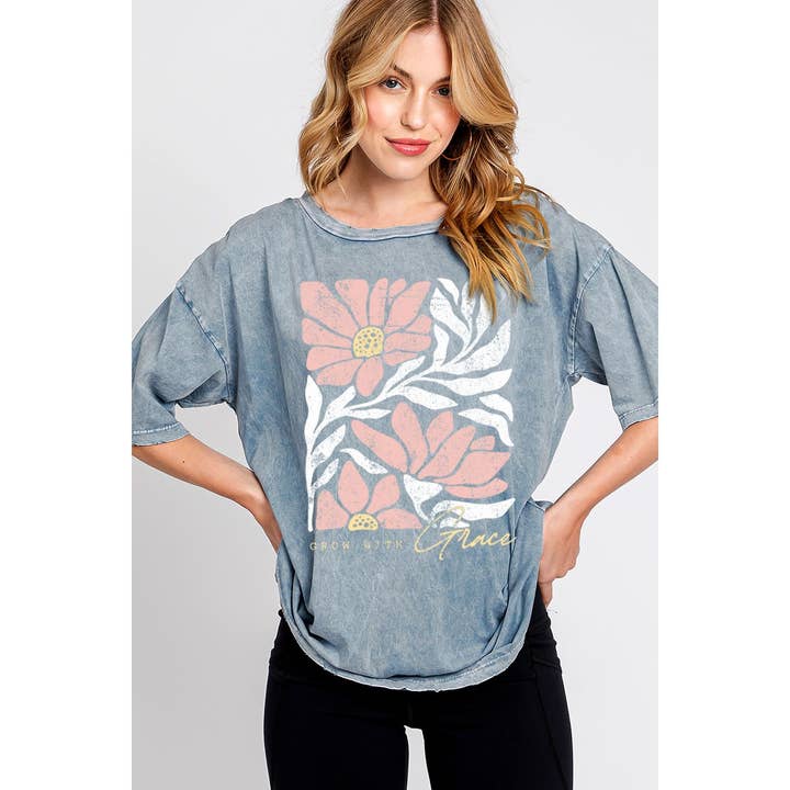 CAMISETA ESTAMPADA DE GRAN TAMAÑO GROW WITH GRACE para venta al por mayor de HRTandLUV