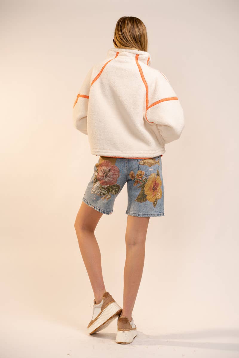 Blue B - Wholesale Sweatshirt - Women's - 91854T Half Zip High Neck Contrast Seam Fleece Pullover16