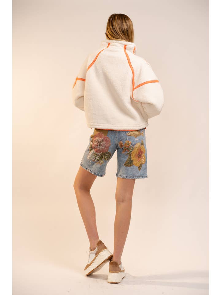 Blue B - Wholesale Sweatshirt - Women's - 91854T Half Zip High Neck Contrast Seam Fleece Pullover16