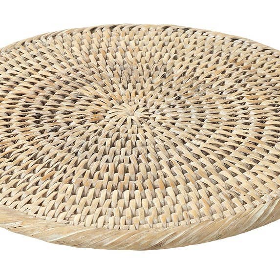 Pagan - Wholesale Placemat - White cerused rattan Saturn trivet