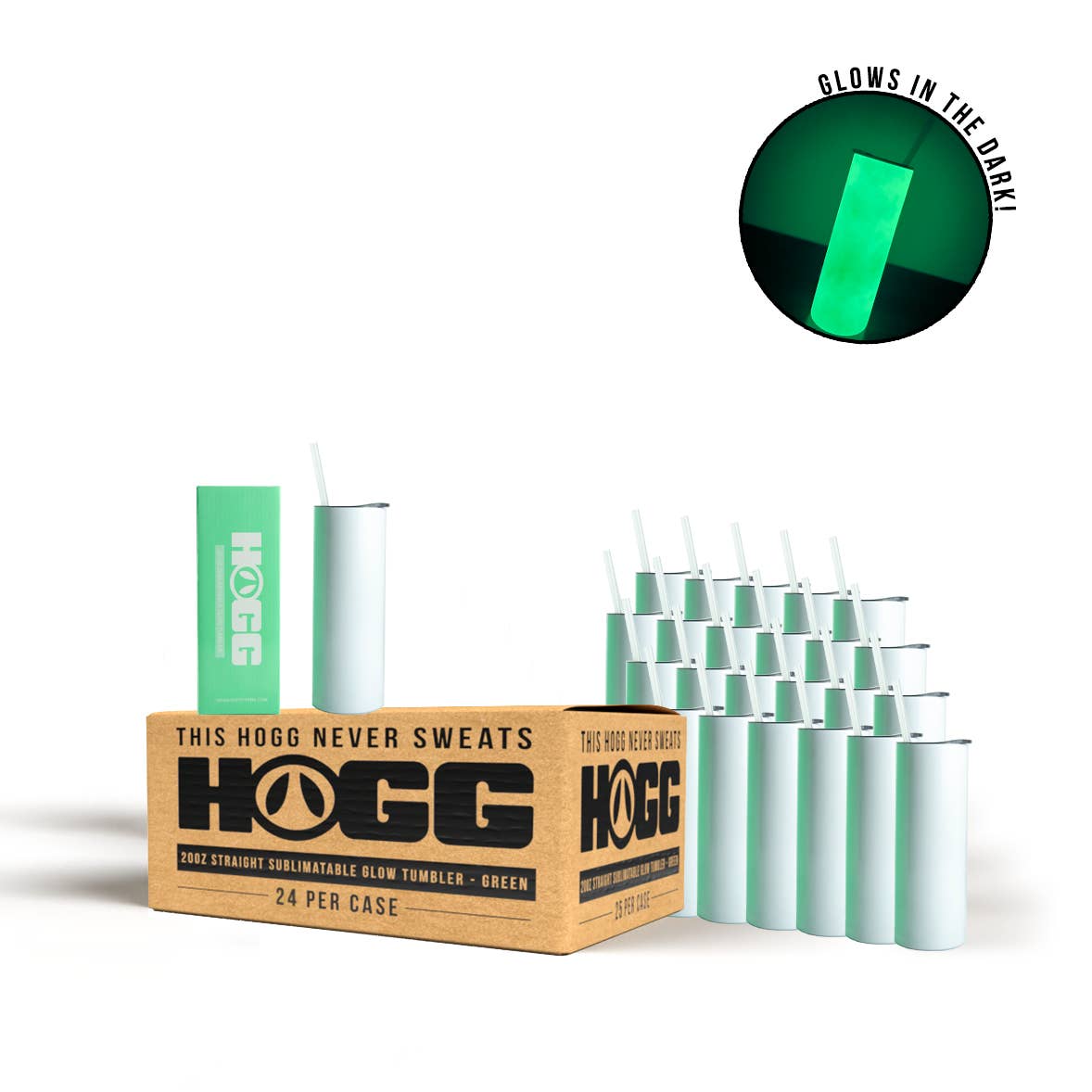 Hogg Outfitters – Engroshandel Thermokop – 20 oz sublimationskrus med grøn selvlys