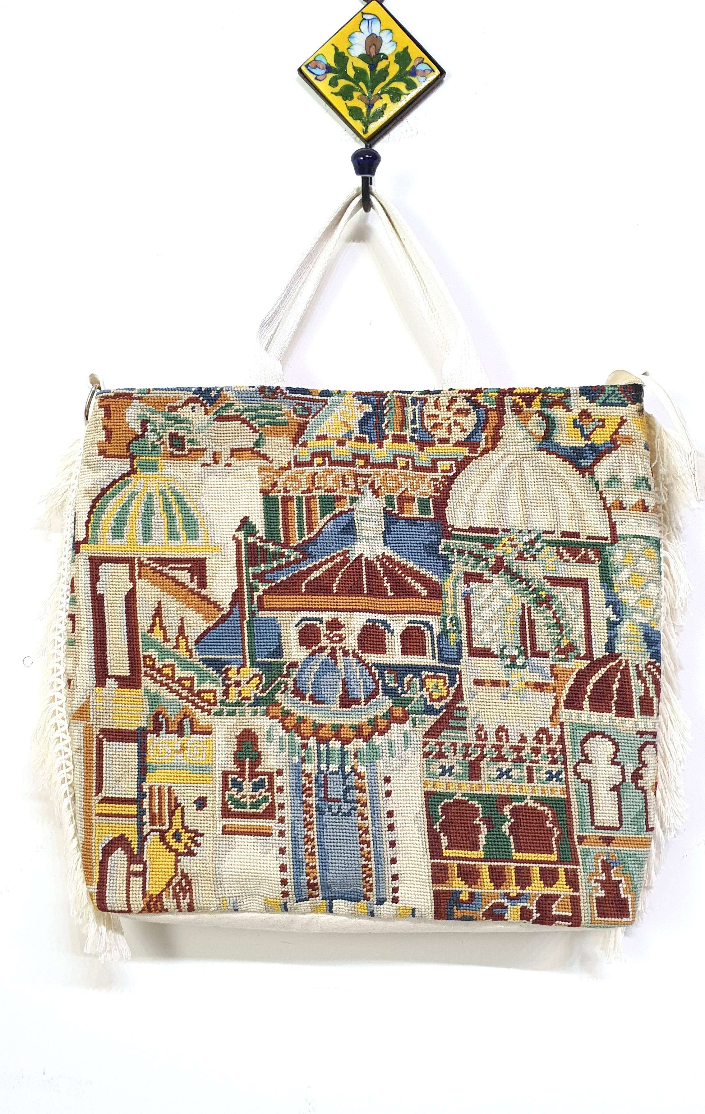 Beige & Co Thai Crafts - Wholesale Tote Bag - Unisex - Mediterranean Hand-Embroidered Tapestry Tote Bag3