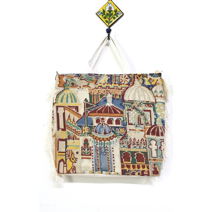 Beige & Co Thai Crafts - Wholesale Tote Bag - Unisex - Mediterranean Hand-Embroidered Tapestry Tote Bag3