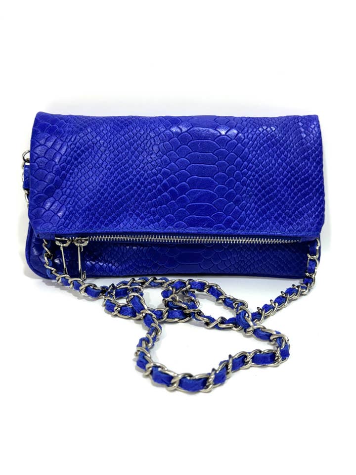 Cassette - Janis Crocodile Print Arm & Crossbody Bag Blue for wholesale by Cassette Barcelona