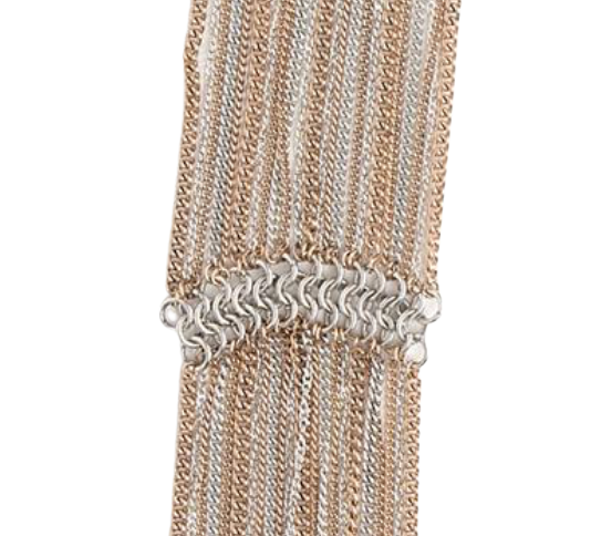 HoopLa – wholesale Scarf – Women's – Editorial Scarf Fringe Necklace-Two Tone-100% recycled steel3