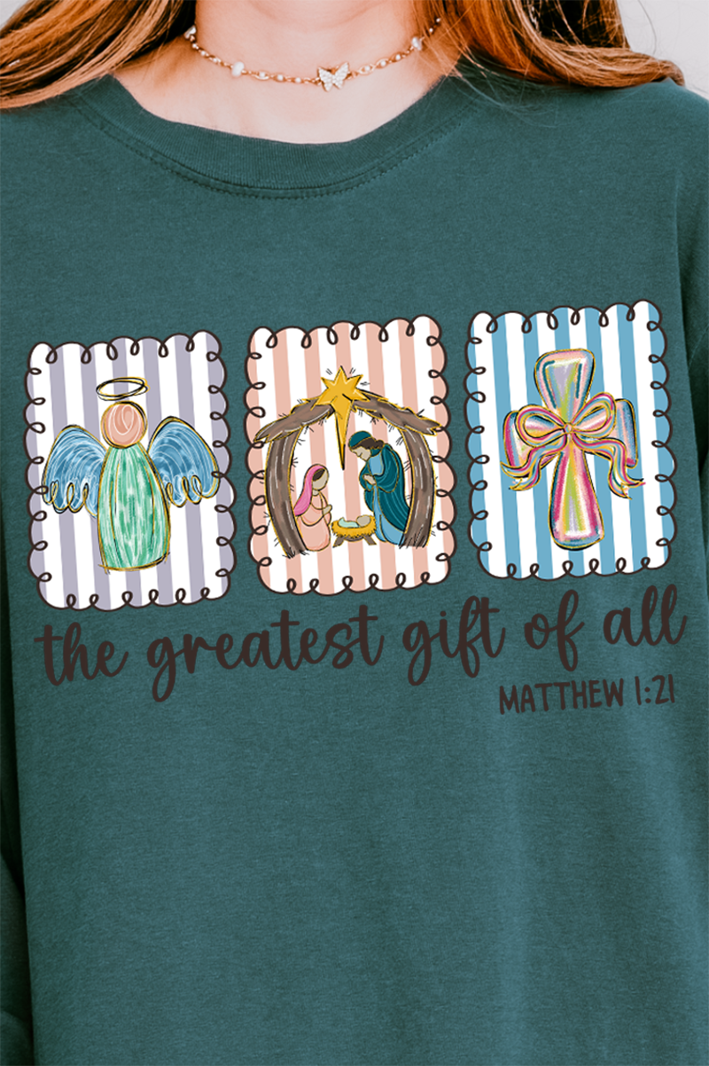 Wholesale Accessory Market - Vente Tunique – femme - Jésus, Plus Grand Cadeau T-shirt Manches Longues Épais Comfort Colors8