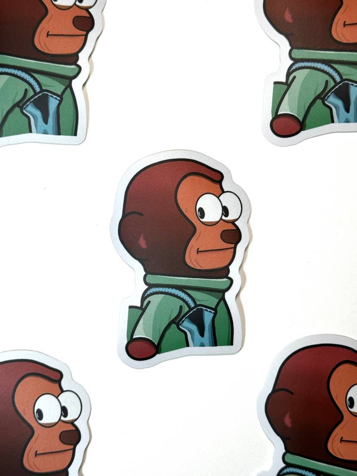 Autocollant en vinyle Awkward Monkey Side Stare Meme, Funny P pour la vente par Small Noggin Studios