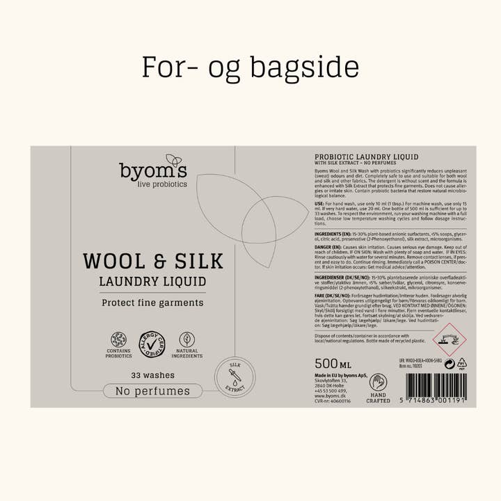 Byoms - Wholesale Liquid Laundry Detergent - WOOL & SILK - PROBIOTIC LAUNDRY LIQUID - NP5