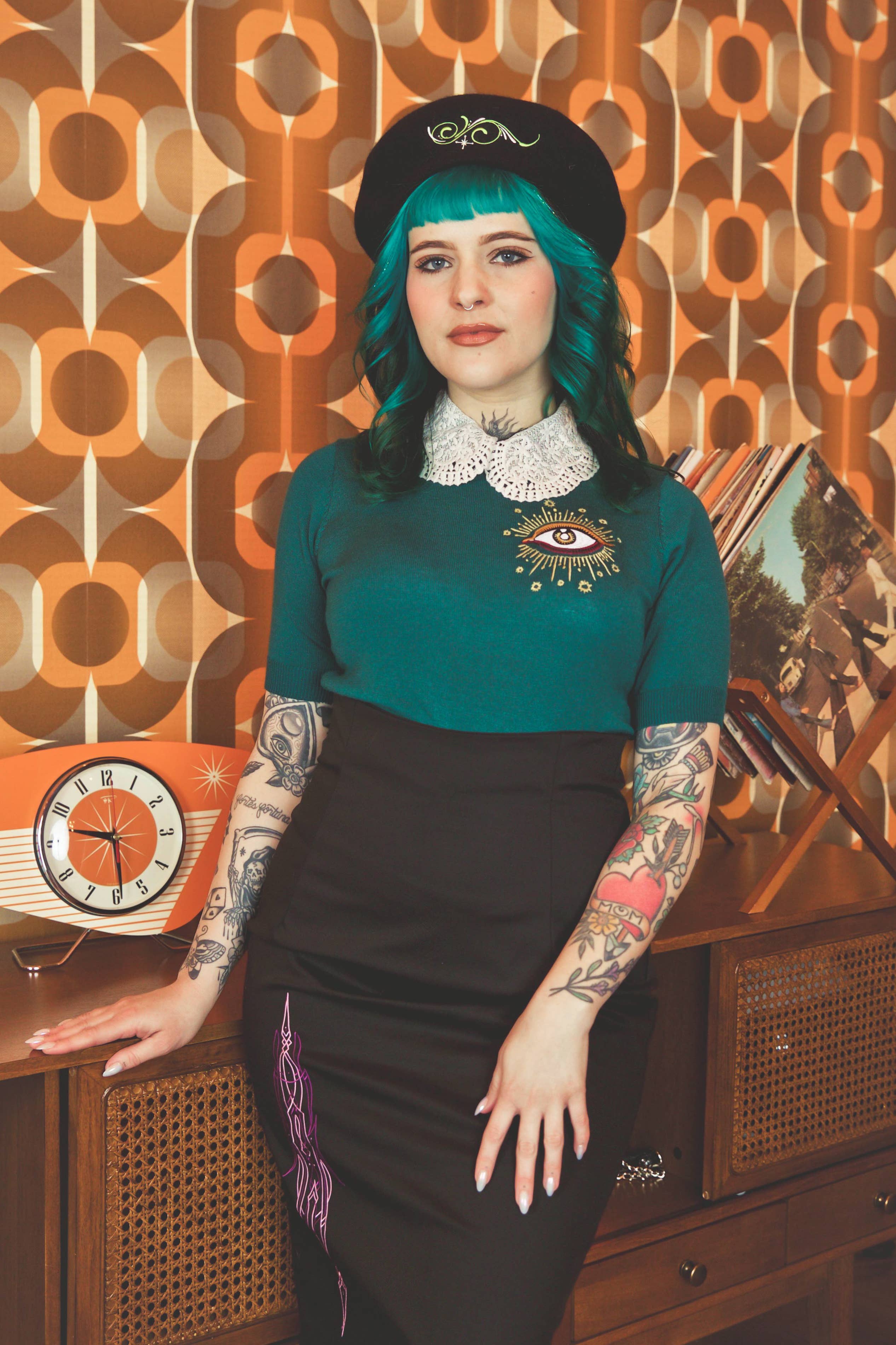 Mischief Made – wholesale Pullovertröja - Dam – Third Eye kortärmad tröja i påfågel1