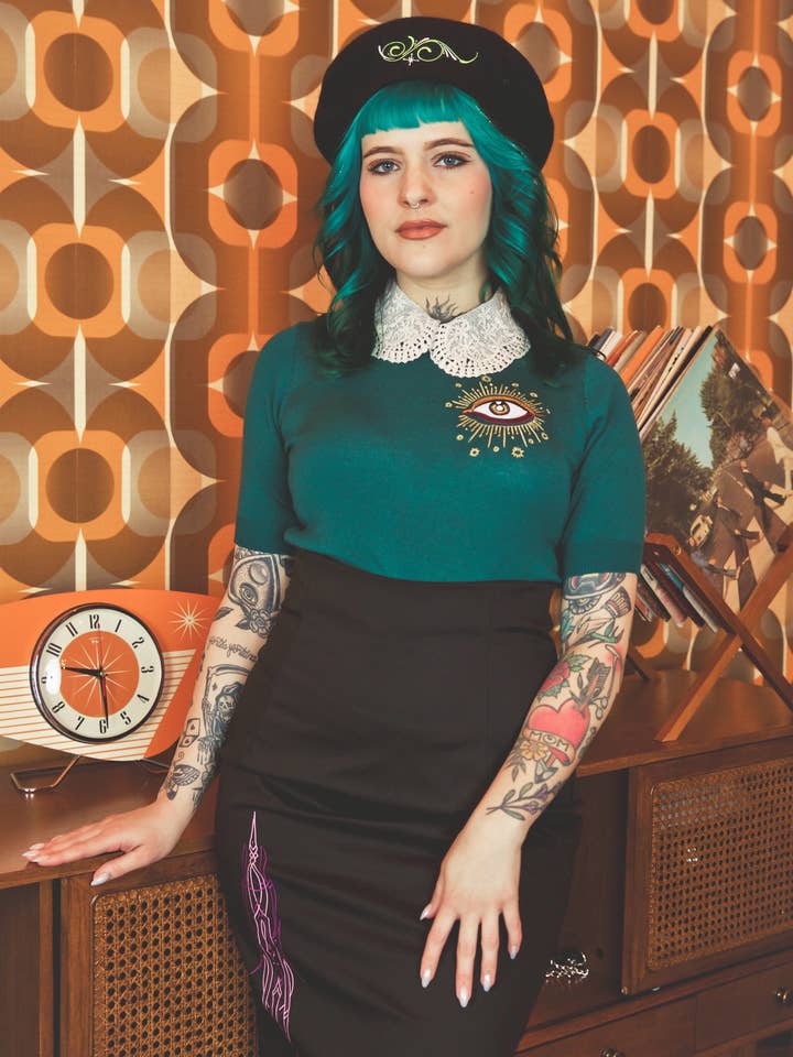 Mischief Made – wholesale Pullovertröja - Dam – Third Eye kortärmad tröja i påfågel1