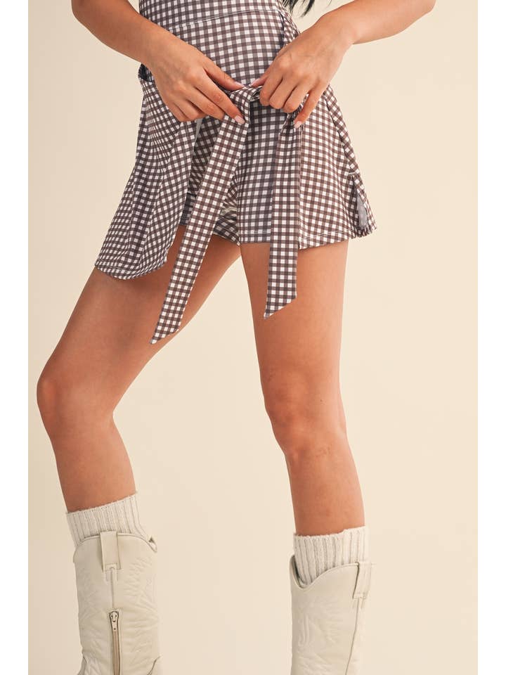 KIMBERLY C - Wholesale Athletic Dress - Women's - Gingham Print Sleeveless Wrap Tie Front Dress 15