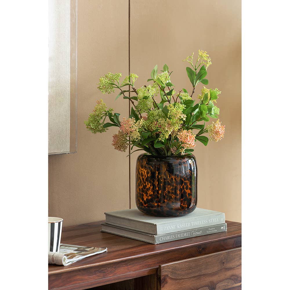 A&B Home Group Inc. - Wholesale Vase - 7.9x7.9" Amber Leopard Glass Vase8