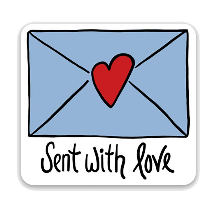 Sent with Love Vinyl Sticker for wholesale by Yellow Daisy Paper Co.